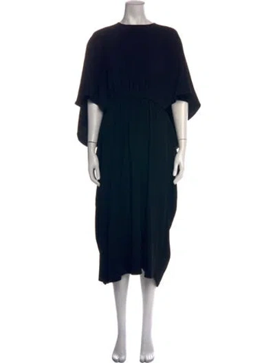 Pre-owned Co Crew Neck Midi Length Dress In Black