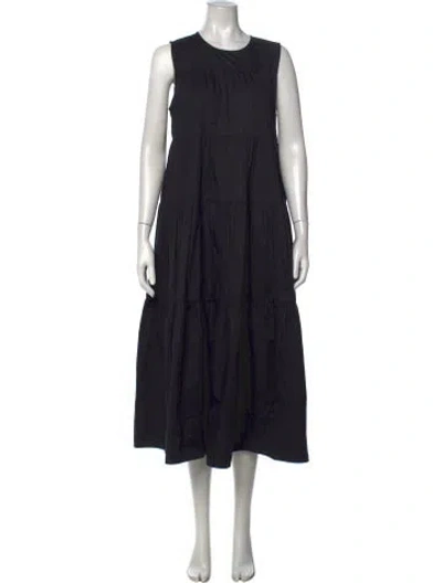Pre-owned Co Crew Neck Midi Length Dress In Black