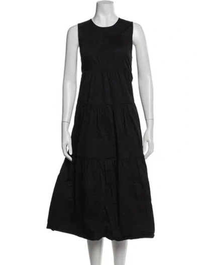 Pre-owned Co Crew Neck Midi Length Dress In Blue