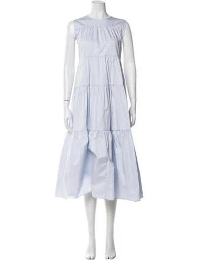 Pre-owned Co Crew Neck Midi Length Dress In Blue