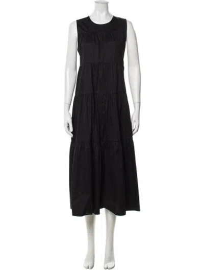 Pre-owned Co Crew Neck Midi Length Dress In Blue