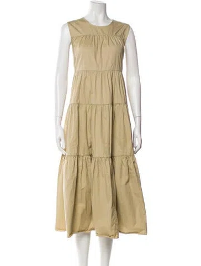 Pre-owned Co Crew Neck Midi Length Dress In Neutral