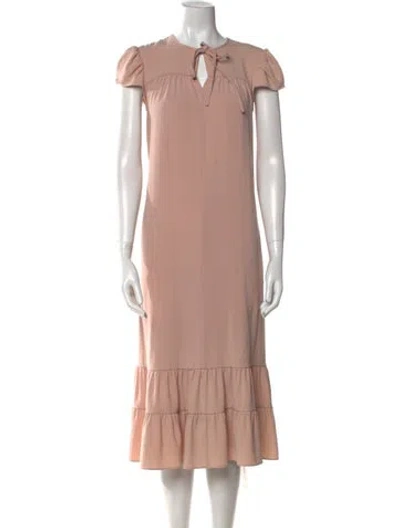 Pre-owned Co Crew Neck Midi Length Dress In Neutral