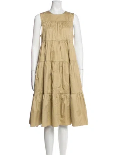 Pre-owned Co Crew Neck Midi Length Dress In Neutral