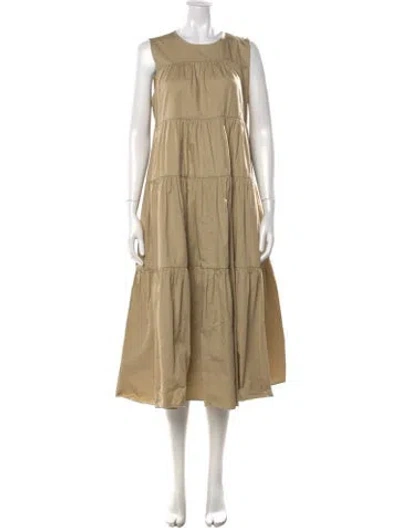 Pre-owned Co Crew Neck Midi Length Dress In Neutral