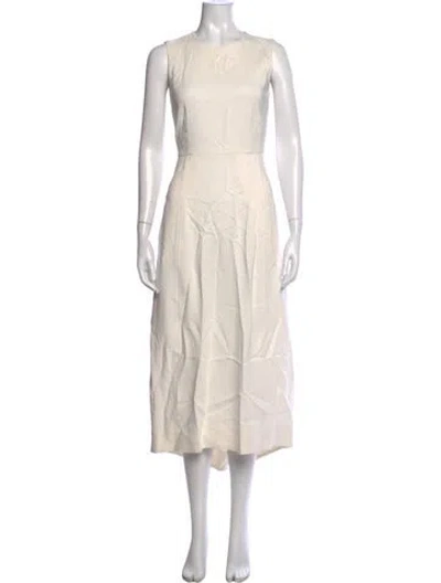 Pre-owned Co Crew Neck Midi Length Dress In Neutrals