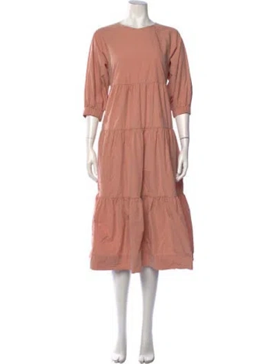 Pre-owned Co Crew Neck Midi Length Dress In Pink