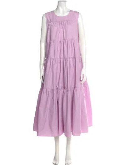 Pre-owned Co Crew Neck Midi Length Dress In Purple