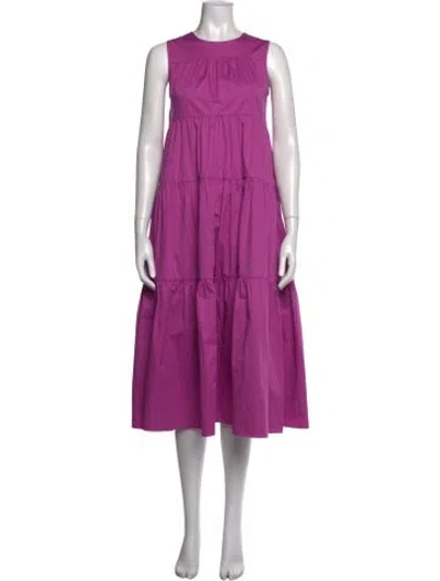Pre-owned Co Crew Neck Midi Length Dress In Purple