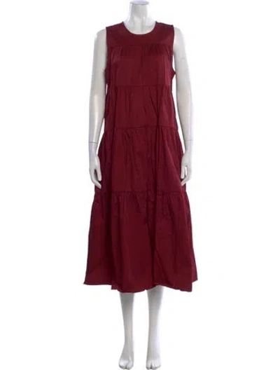 Pre-owned Co Crew Neck Midi Length Dress W/ Tags In Burgundy