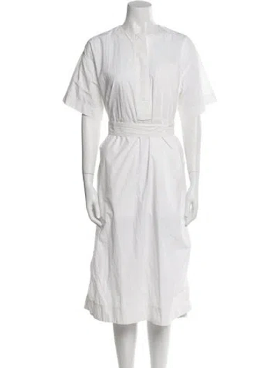 Pre-owned Co Crew Neck Midi Length Dress In White