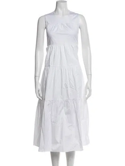 Pre-owned Co Crew Neck Midi Length Dress In White