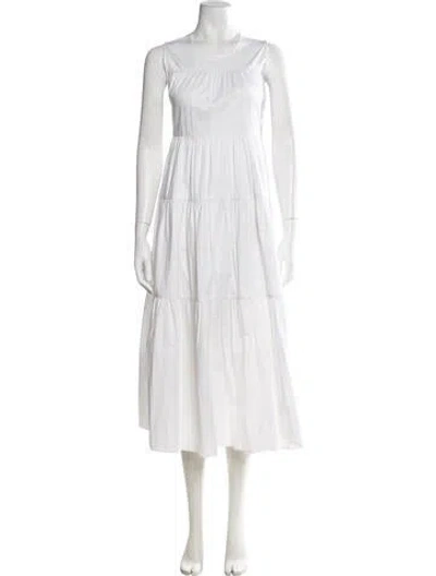 Pre-owned Co Crew Neck Midi Length Dress In White
