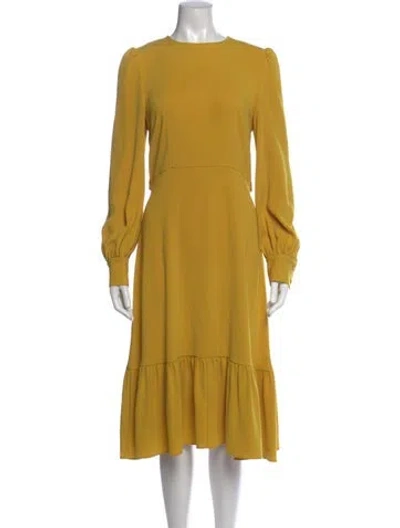 Pre-owned Co Crew Neck Midi Length Dress In Yellow