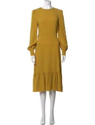 Pre-owned Co Crew Neck Midi Length Dress In Yellow