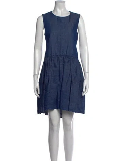 Pre-owned Co Crew Neck Mini Dress In Blue