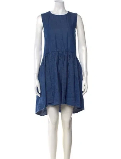 Pre-owned Co Crew Neck Mini Dress In Blue
