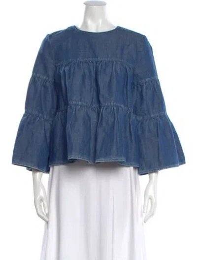 Pre-owned Co Crew Neck Short Sleeve Top In Blue