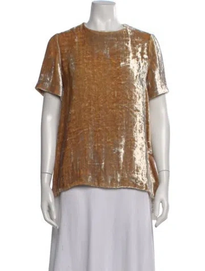 Pre-owned Co Crew Neck Short Sleeve Top In Gold