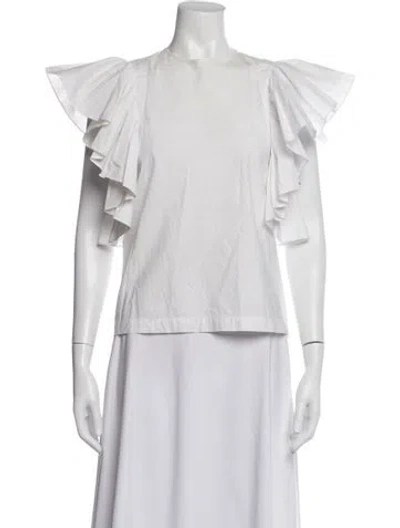Pre-owned Co Crew Neck Short Sleeve Top In White