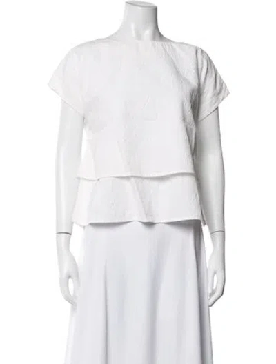 Pre-owned Co Crew Neck Short Sleeve Top In White