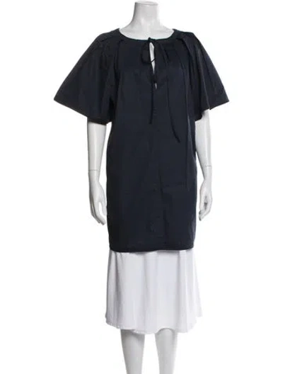 Pre-owned Co Crew Neck Short Sleeve Tunic In Blue