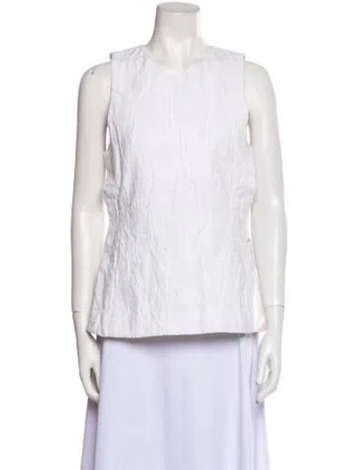 Pre-owned Co Crew Neck Sleeveless Top In White