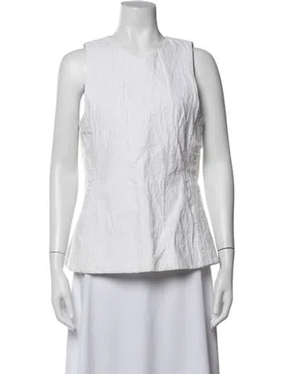 Pre-owned Co Crew Neck Sleeveless Top In White
