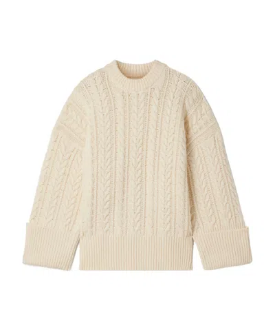 Co Oversized Cable-knit Wool-blend Sweater In Neutral