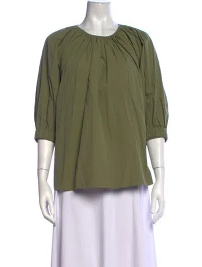Pre-owned Co Crew Neck Three-quarter Sleeve Top In Green