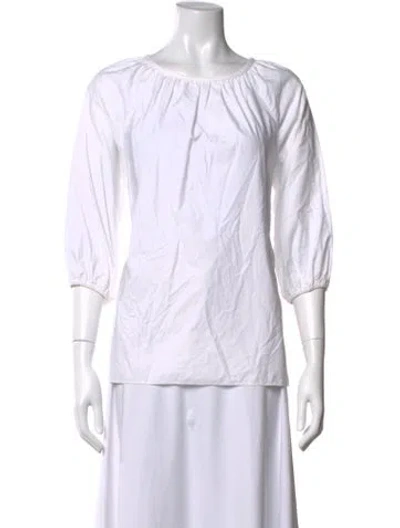 Pre-owned Co Crew Neck Three-quarter Sleeve Top In Neutrals