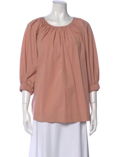 Pre-owned Co Crew Neck Three-quarter Sleeve Top In Pink