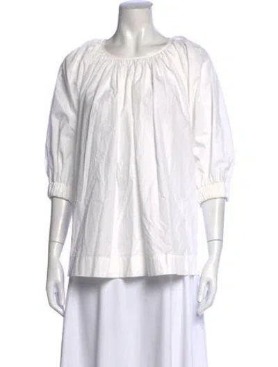 Pre-owned Co Crew Neck Three-quarter Sleeve Top In White