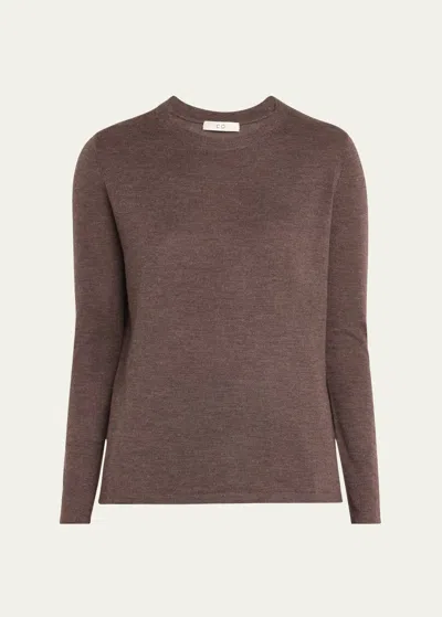 Co Crewneck Fitted Cashmere Knit Sweater In Brown