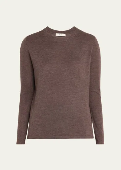 Co Crewneck Fitted Cashmere Knit Jumper In Brown