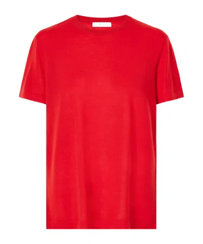 Co Crewneck Long Sleeve Sweater In Red