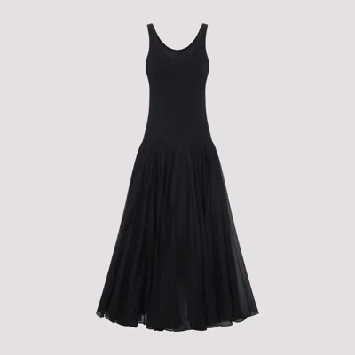 Co Crinoline Double Layer Dress In Tton Silk Voile In Black
