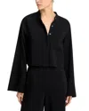 Co Cropped Button Front Shirt In Black