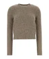 Co Cashmere Blend Long Sleeve Sweater In Brown