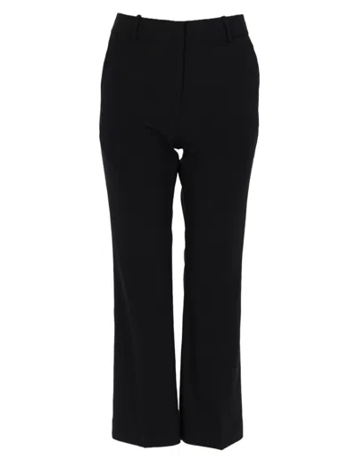 Co Cropped Tailored Cigarette Pants With Flared Hem In Black