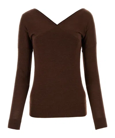 Co Crossover-neck Fine-knit Jumper