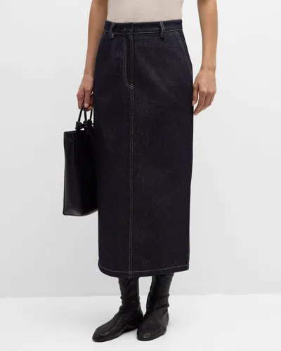 Co Denim Maxi Pencil Skirt In Blau