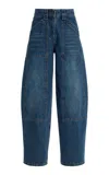 Co High-rise Wide-leg Denim Balloon Pants In Navy