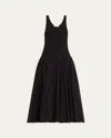 Co Double-layered Crinoline Maxi Dress In Black