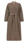 Co Long Belted Wrap At Side Pockets In Brown