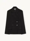 Co Double-breasted Fitted Blazer Black L In Black