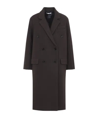 Co Oversized Double-breasted Long At In Brown