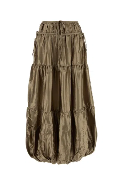 Co Dove Grey Satin Skirt In Neutral