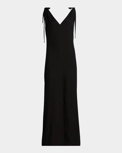 Co Draped Back Maxi Slip Dress In Black