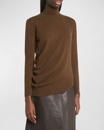 Co Draped Cashmere Turtleneck Sweater In Brown